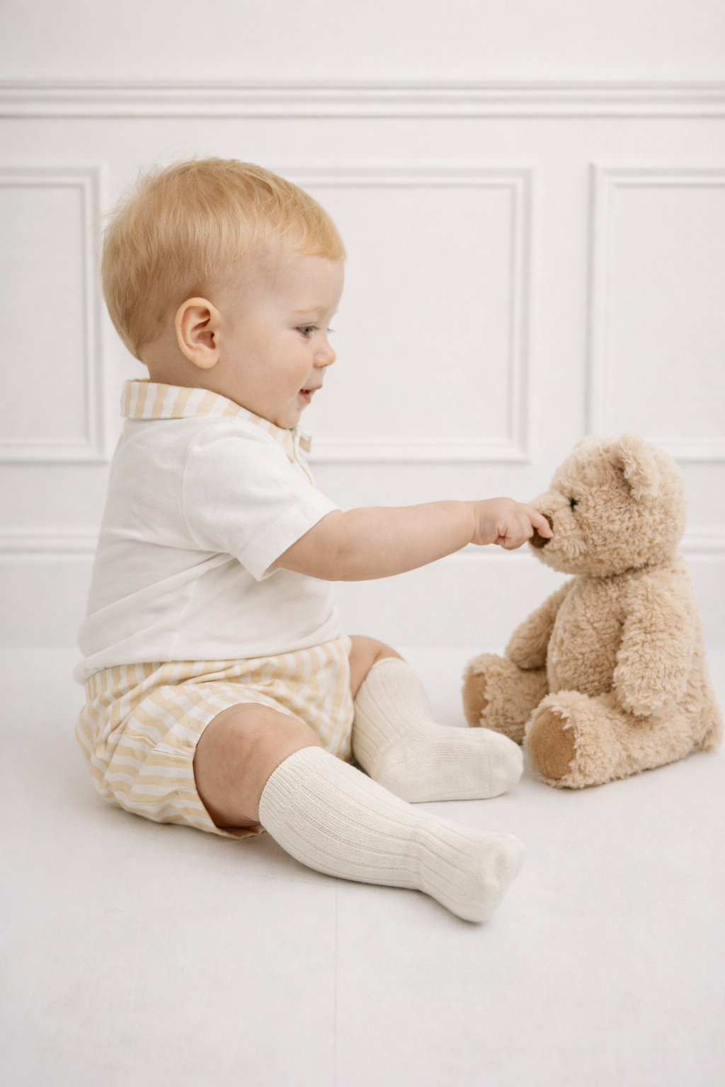Sergio Boys Beige Shorts & Polo Top Set