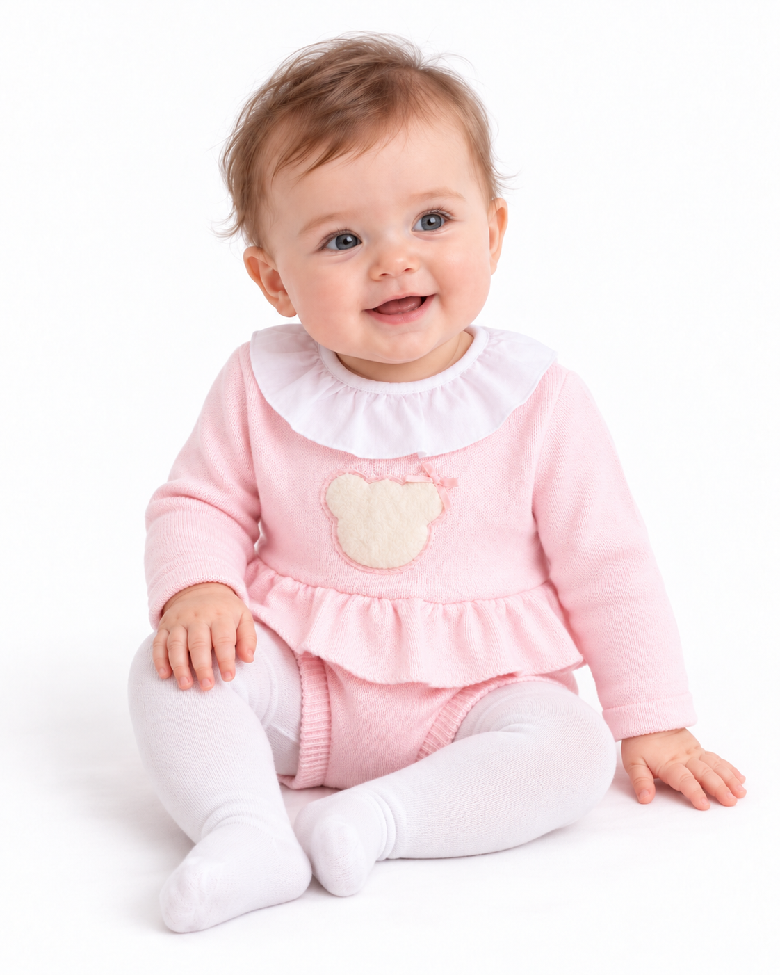 Baby Girls Soft Knit Bear Jam Pants Set Pink