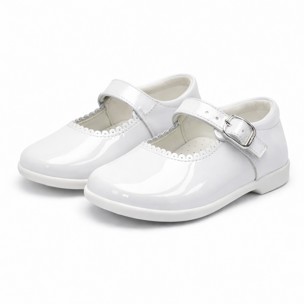 Y97401 Andanines Buckle Mary Jane Shoe White Patent