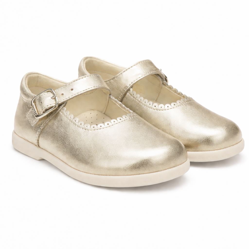Y97401 Andanines Buckle Mary Jane Shoe Gold Leather