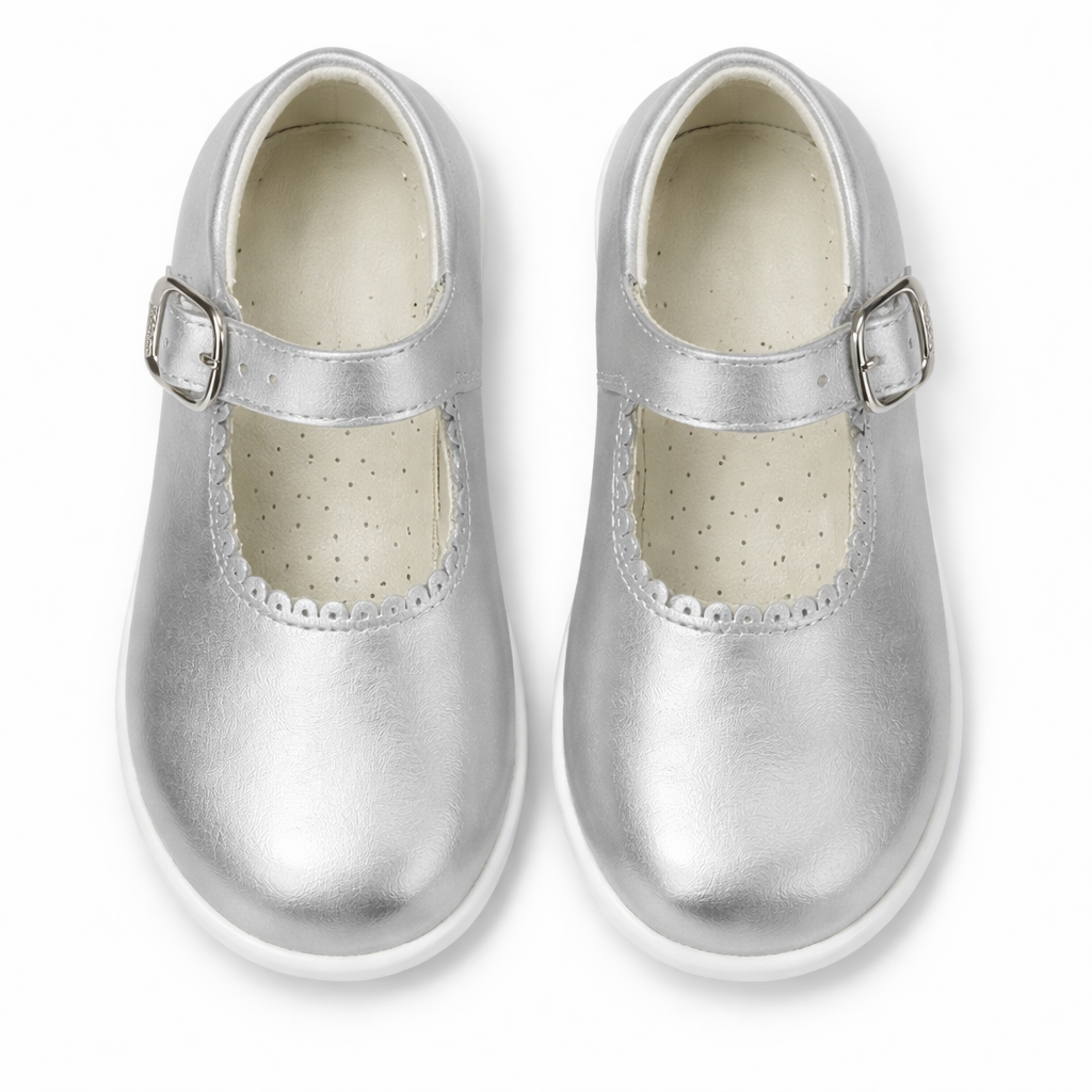 Y97401 Andanines Buckle Mary Jane Shoe Silver Leather