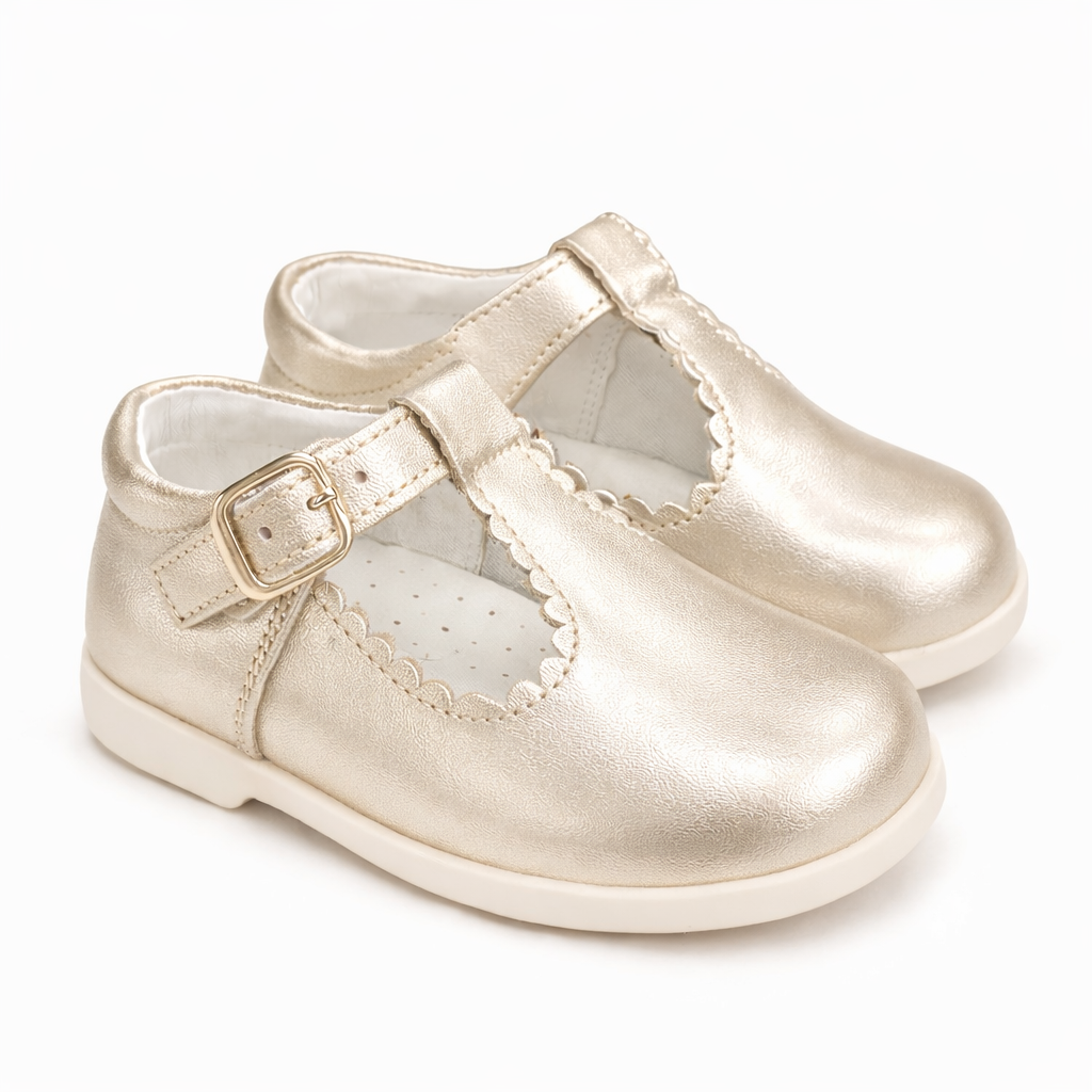 Y97411 Andanines Buckle T-Bar Shoe Gold
