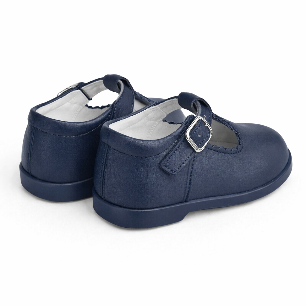 Y97411 Andanines Buckle T-Bar Shoe Navy Leather