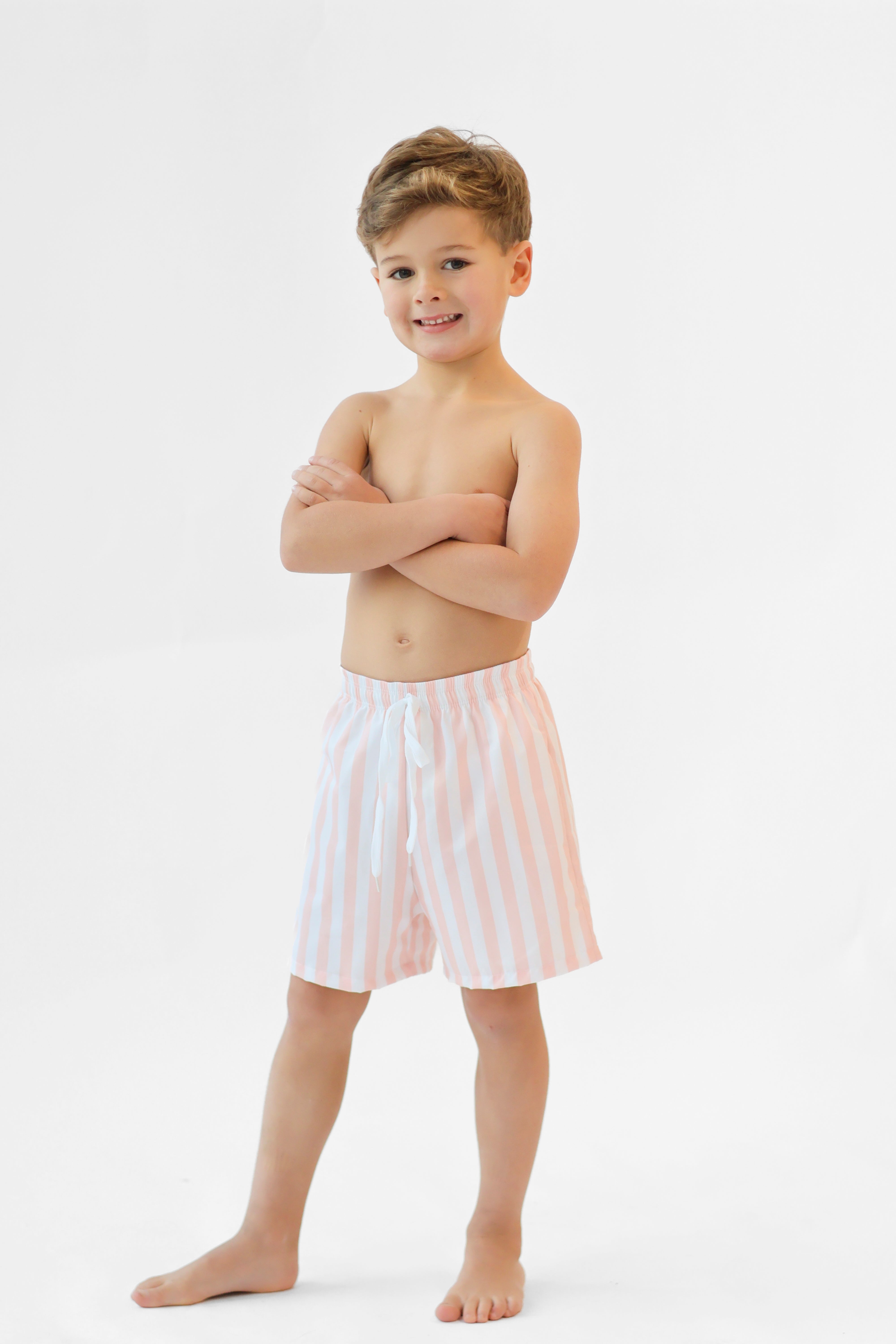 Ollie Boys Peach Stripe Swimming Trunks