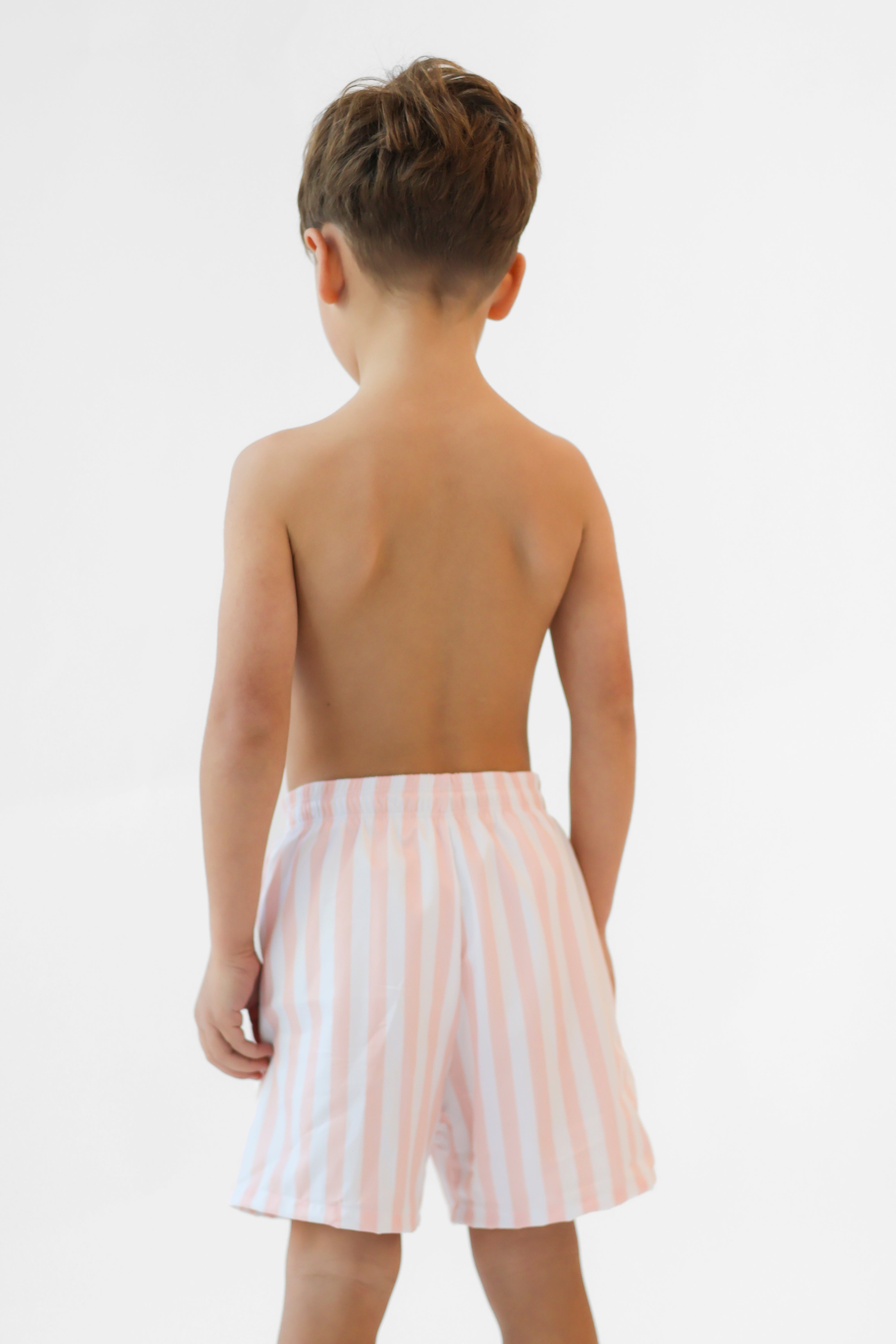 Ollie Boys Peach Stripe Swimming Trunks