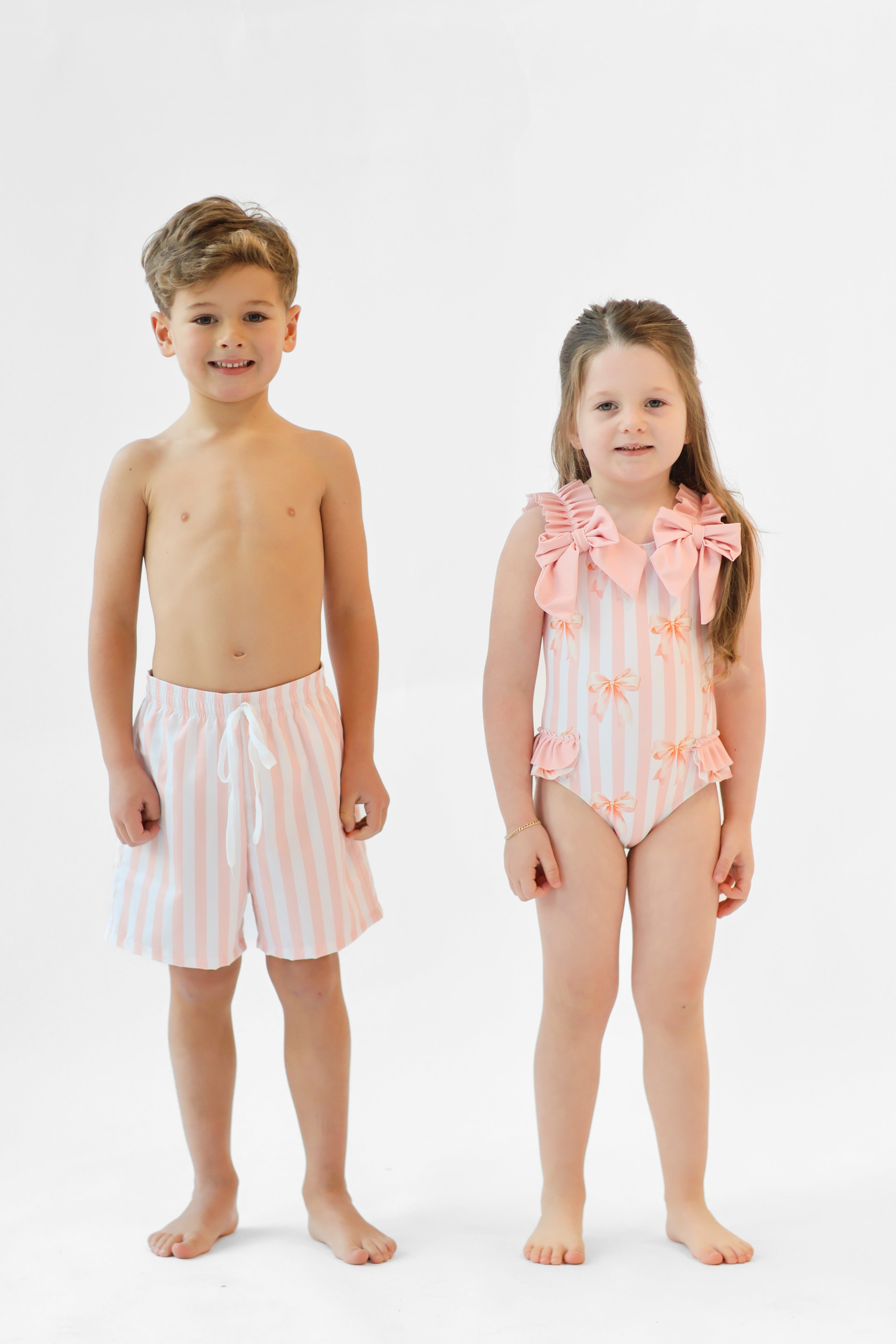 Ollie Boys Peach Stripe Swimming Trunks