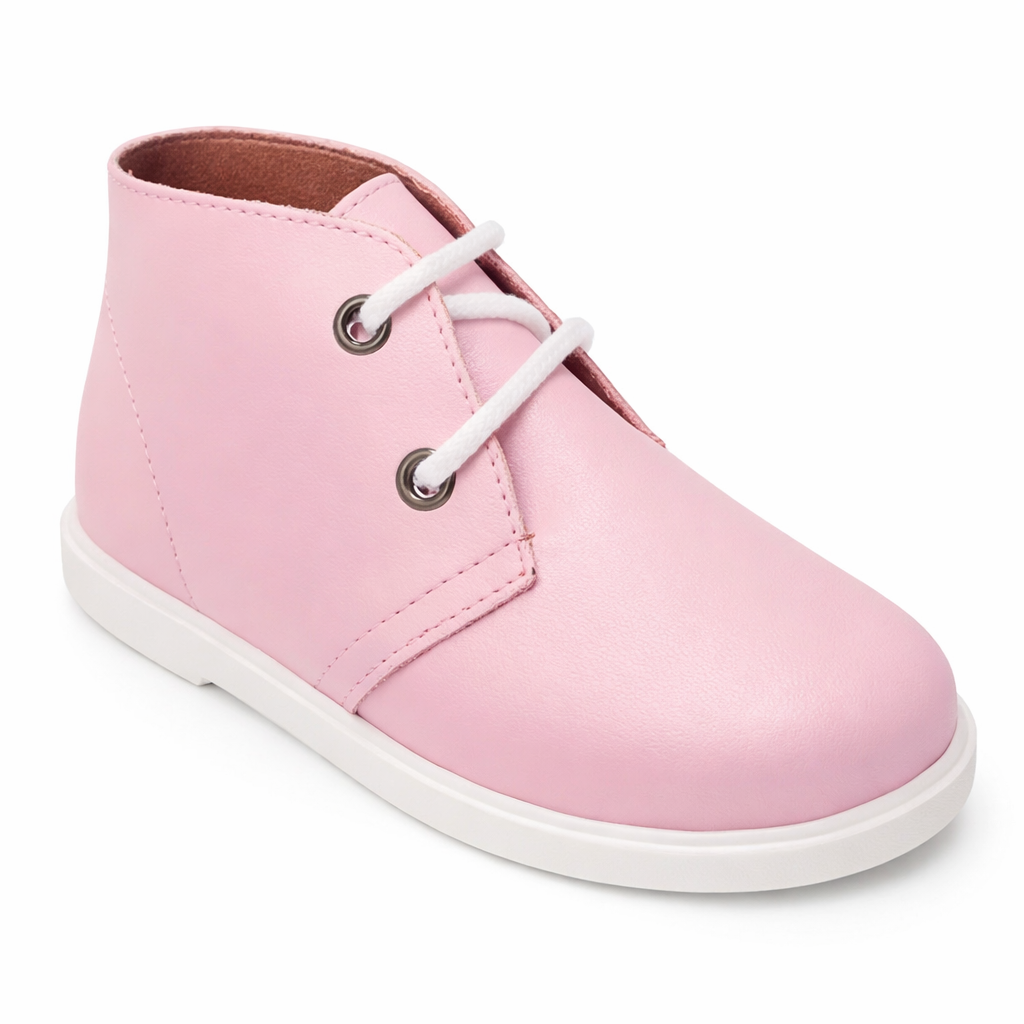 40200 Girls Leather Lace Up Boot Pink