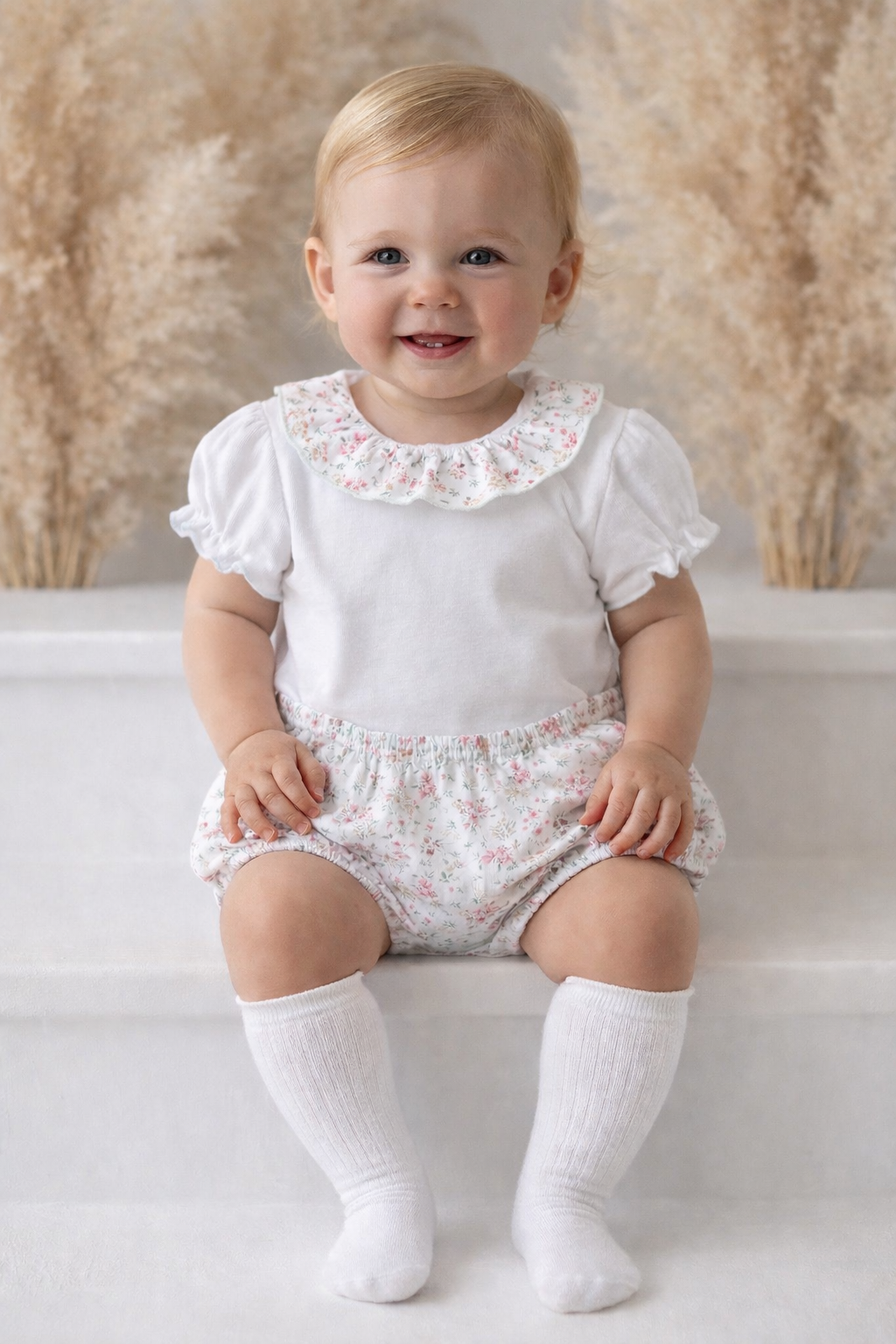 47224 Babidu Baby Girls Floral Jam Pants Set Mint