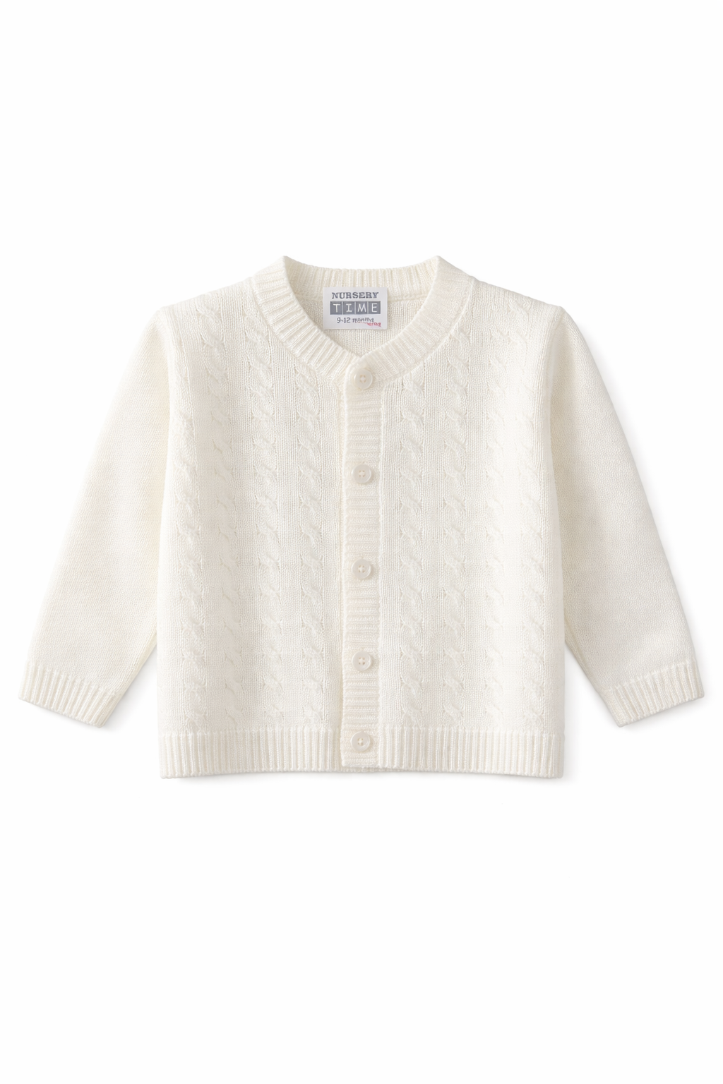 Unisex White Knitted Cardigan
