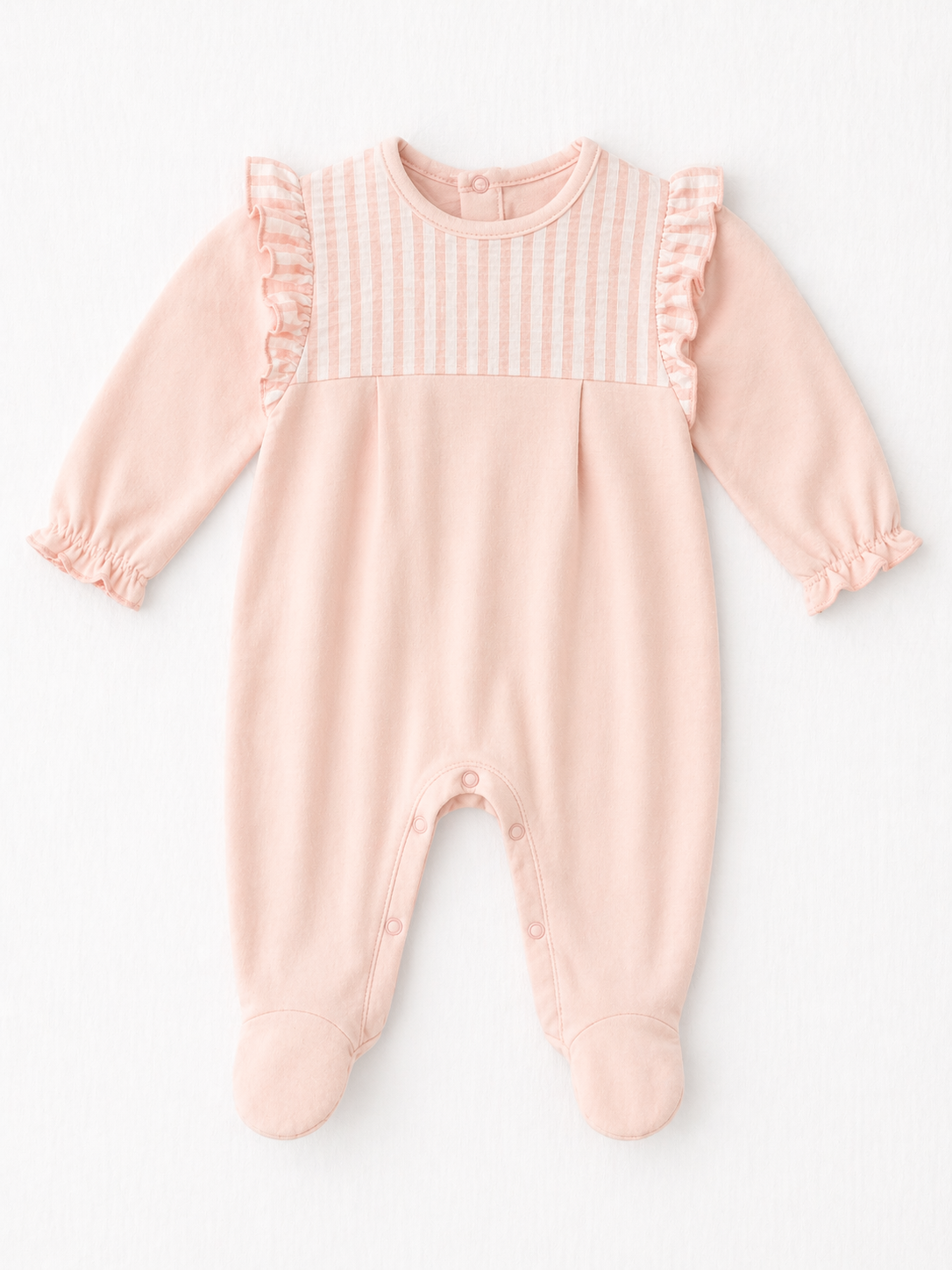 33060 Calamaro Baby Girls Gingham Panel Babygrow Pink