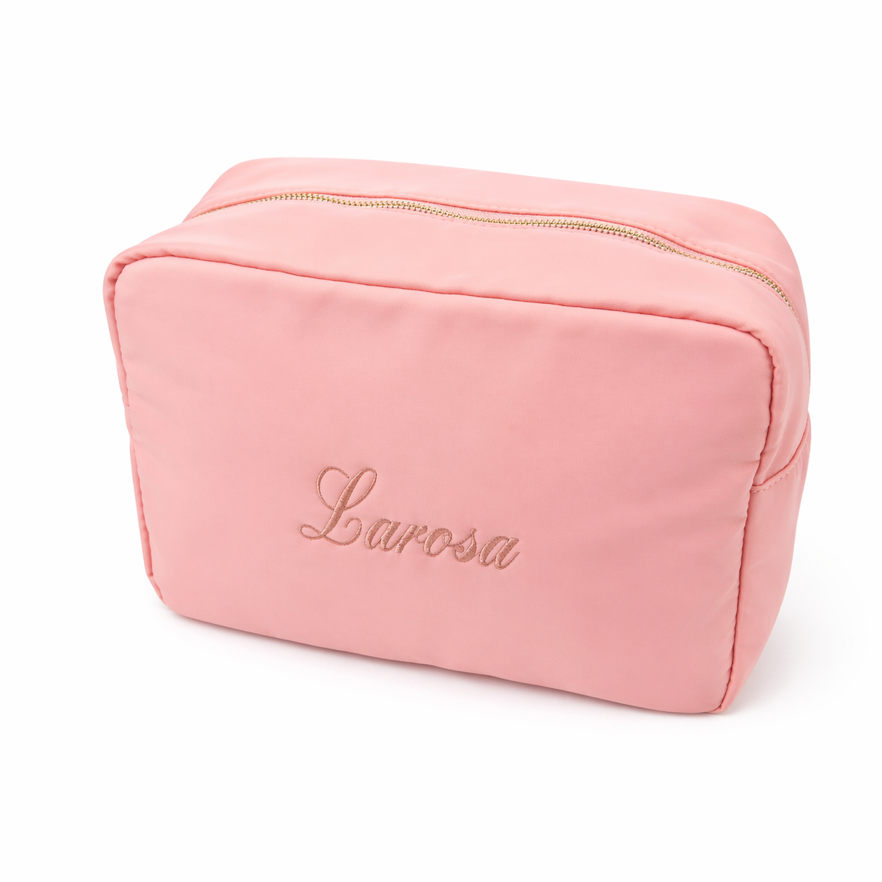 Pouch Embroidered Zip Bag Large Blush Pink