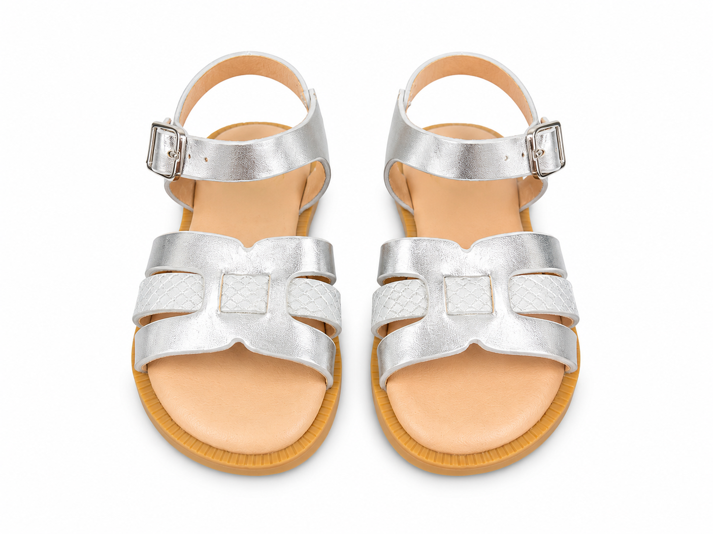 C1818 Girls Cross Strap Sandal Silver