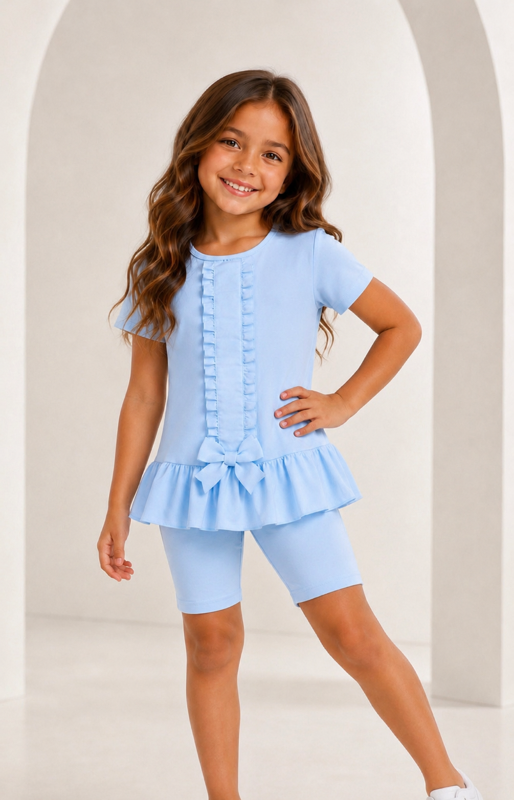 Georgie Girls Blue Shorts & Leggings Set