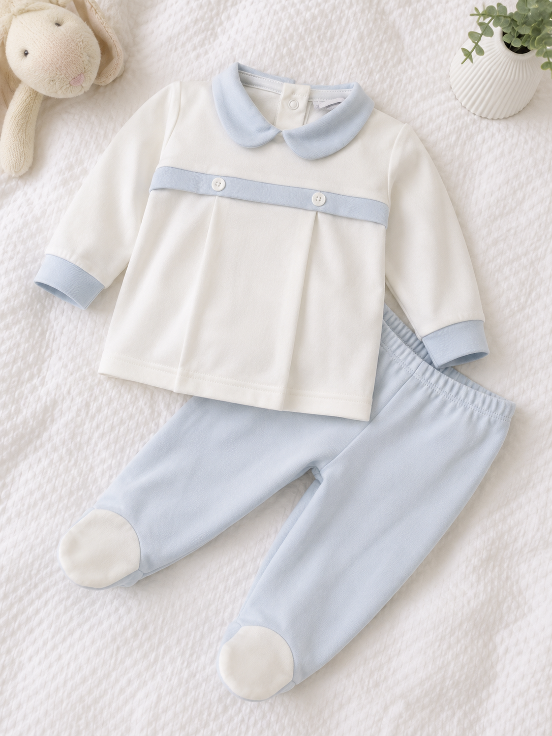 50219 Babidu White & Blue Baby Set