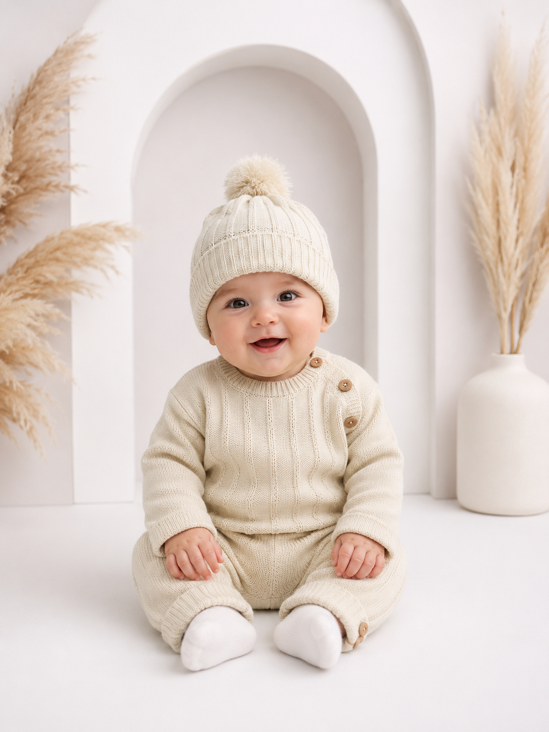 50816 Babidu Baby Boys Knitted Tracksuit Set With Hat