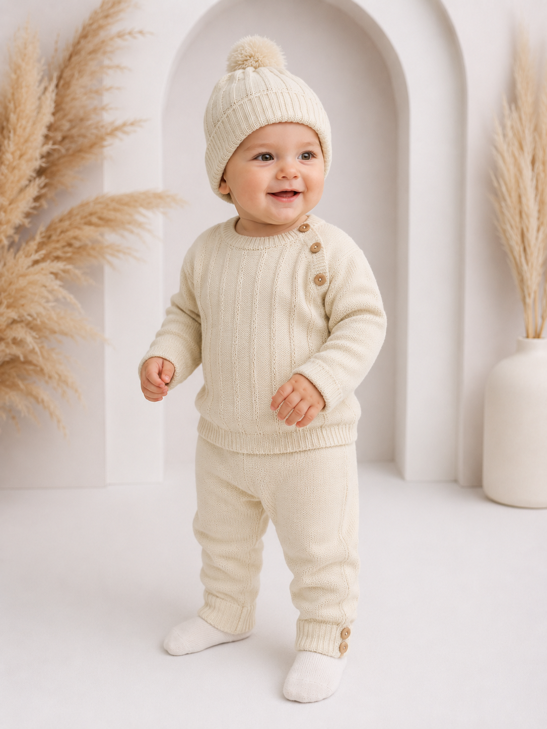 50816 Babidu Baby Boys Knitted Tracksuit Set With Hat