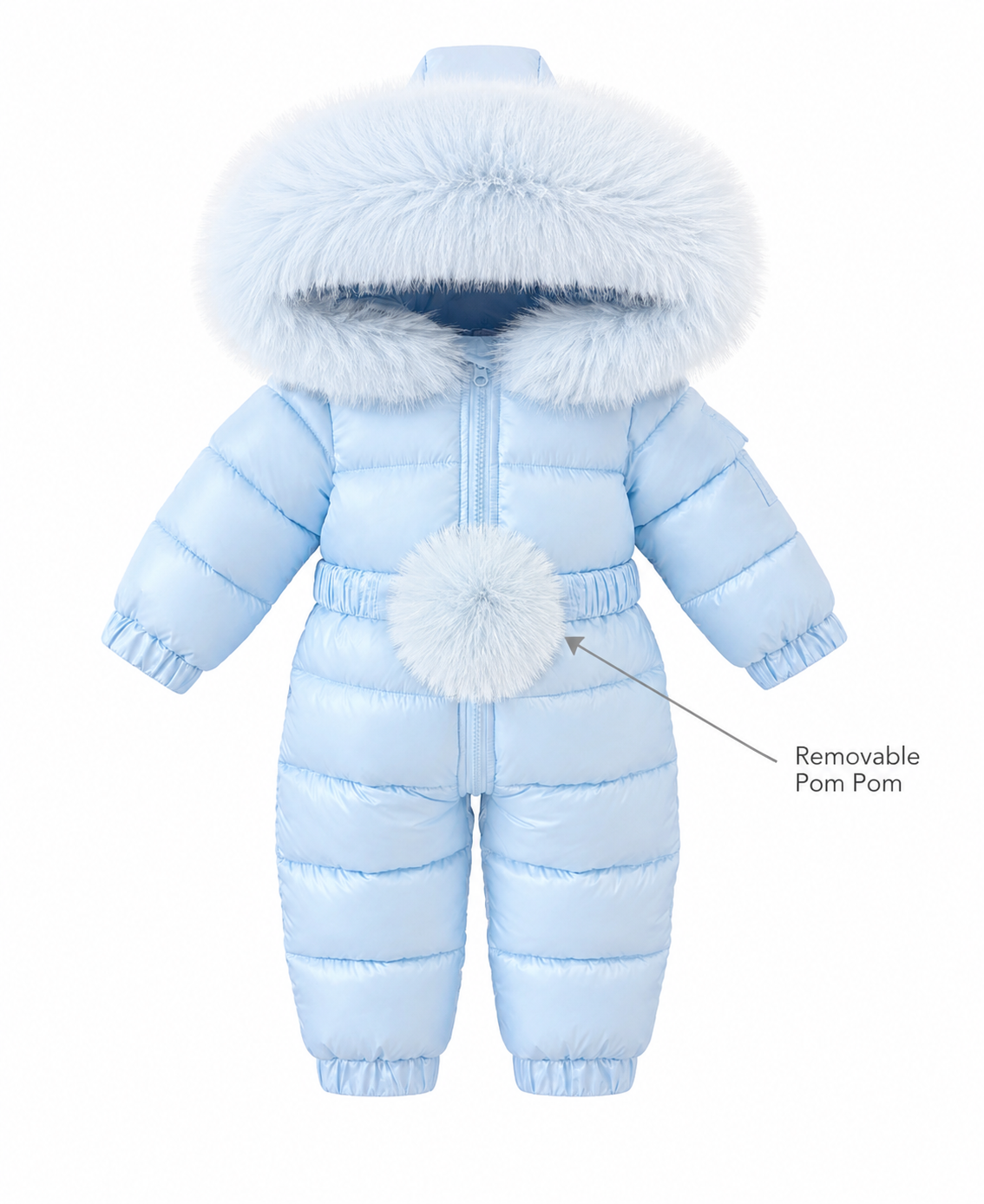 Harper Faux Fur Padded Snowsuit Blue