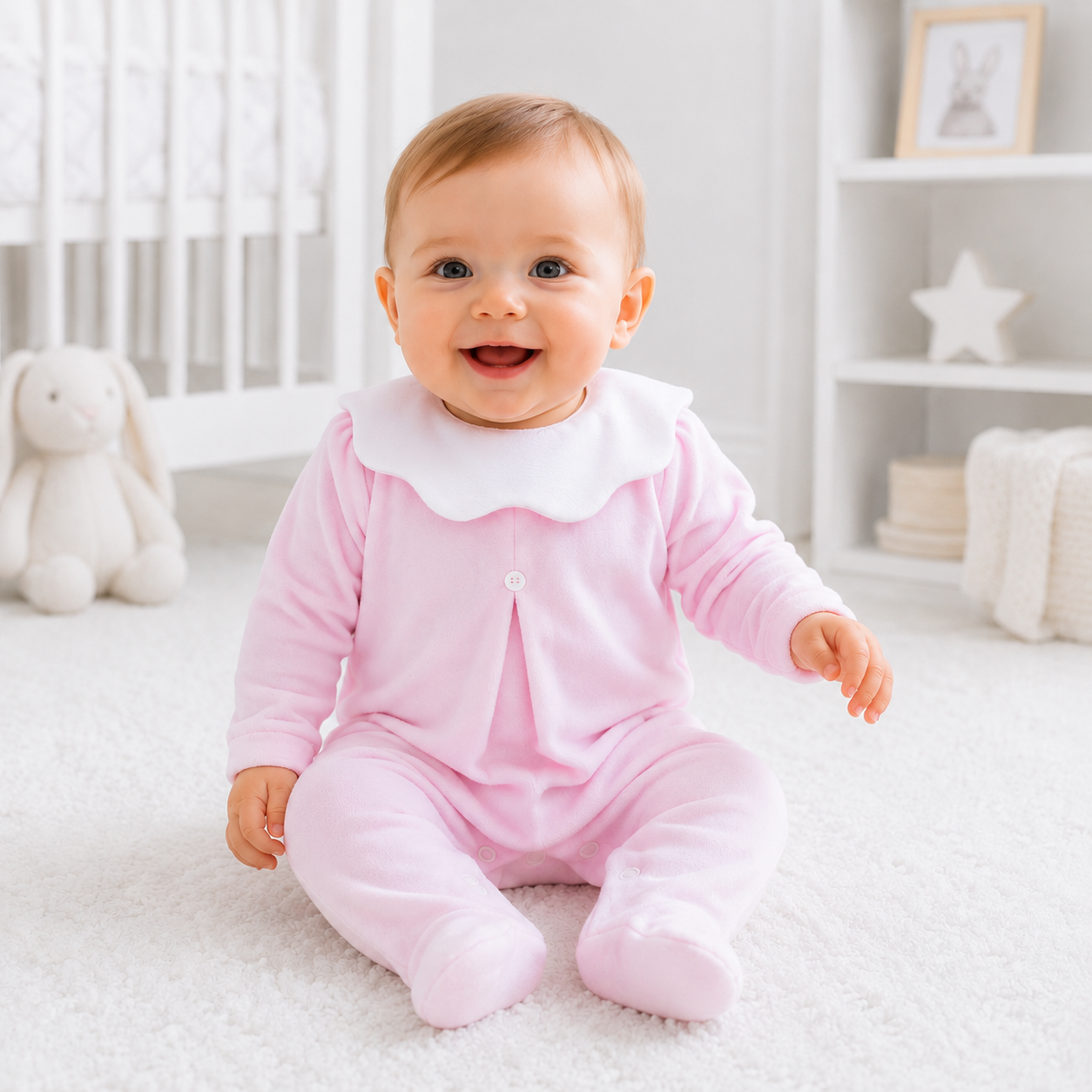 SG95 Baby Girls Scallop Collar Babygrow Pink