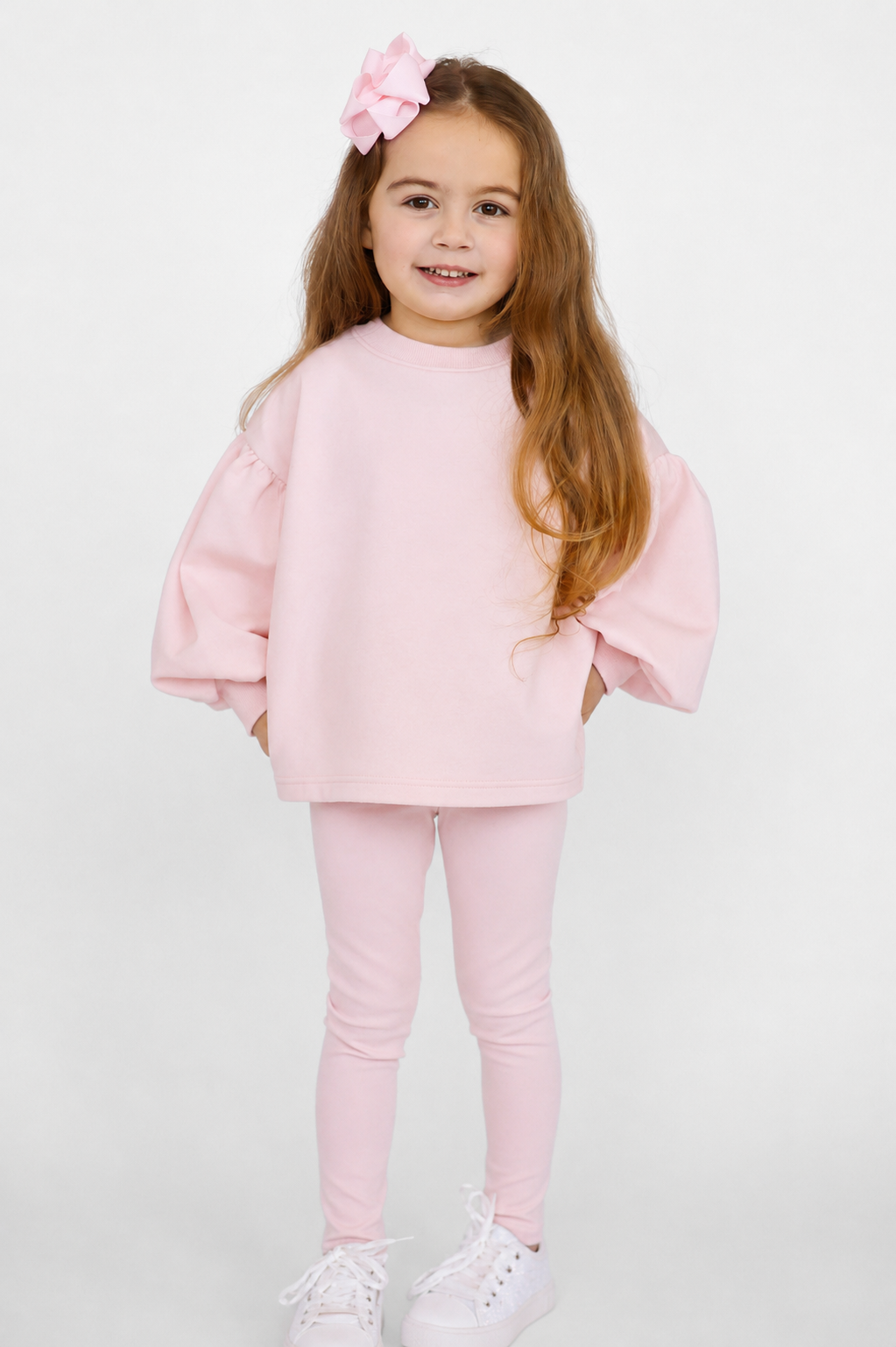 Maddie Luxe Girls Balloon Jumper & Legging Tracksuit Set Pink