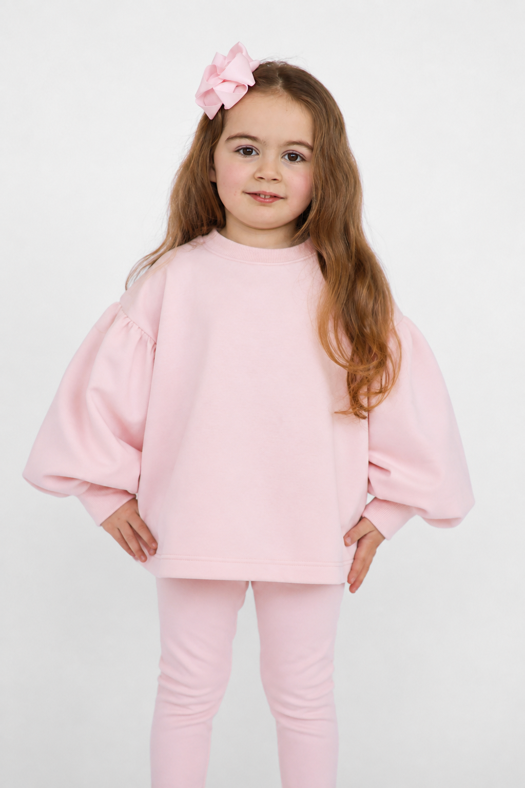 Maddie Luxe Girls Balloon Jumper & Legging Tracksuit Set Pink