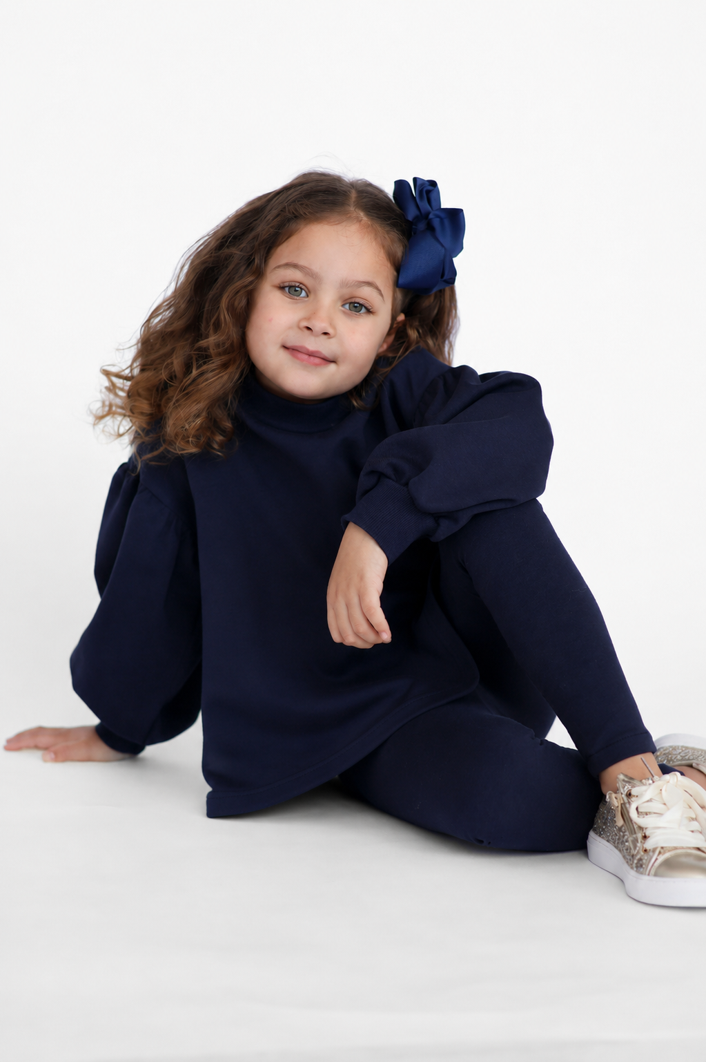 Maddie Luxe Girls Balloon Jumper & Legging Tracksuit Set Navy
