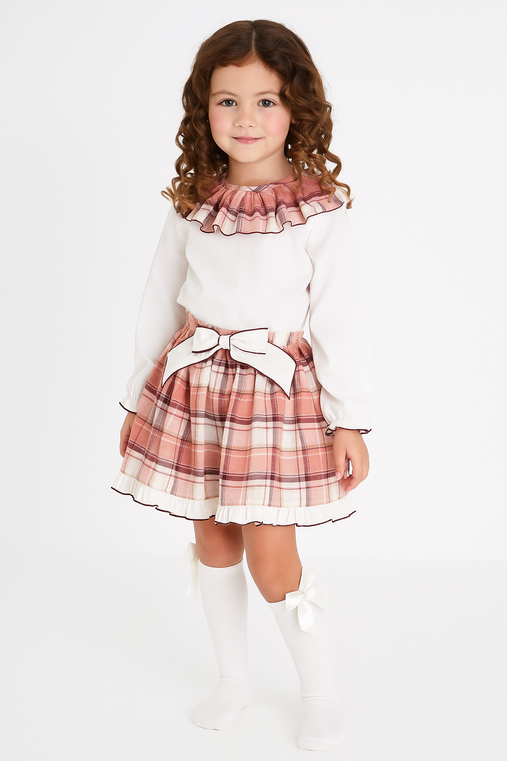 Girls Ceyber Frilly Blouse & Skirt Set Pink