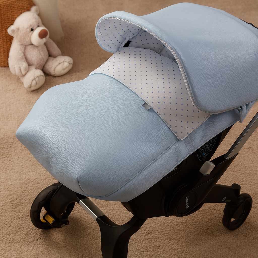 037237 Leatherette Doona Car Seat Cover Blue & White