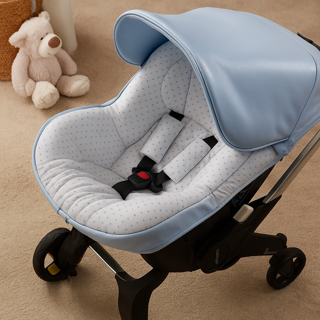 037237 Leatherette Doona Car Seat Cover Blue & White