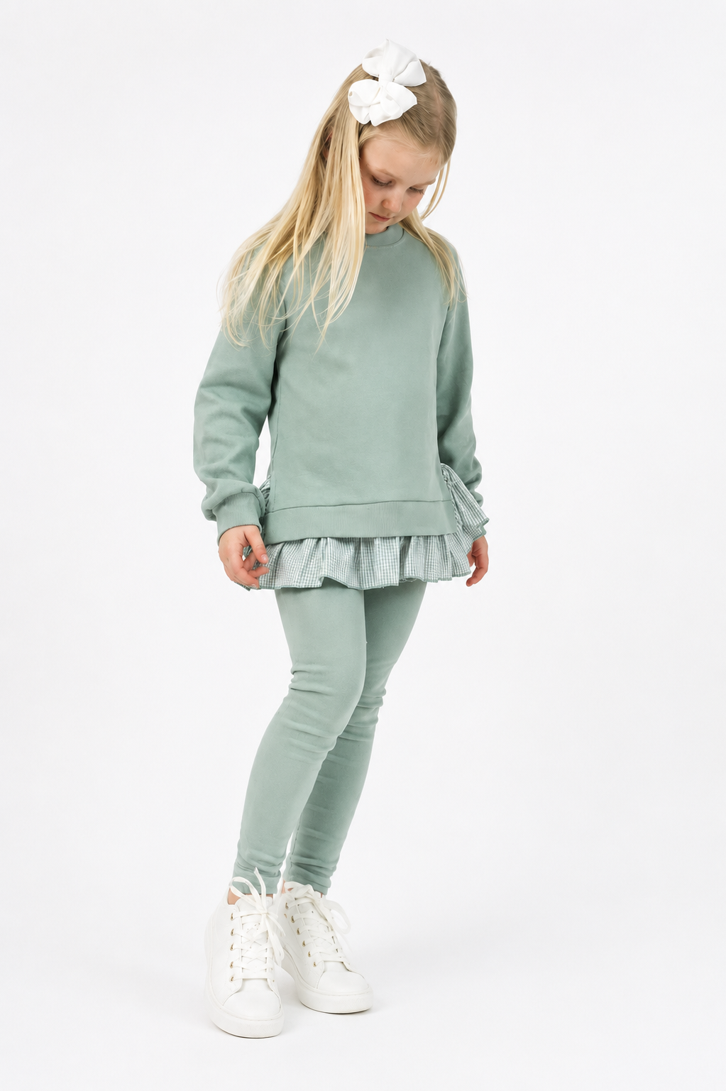 Orla Girls Ribbed Jumper & Legging Set Sage Green