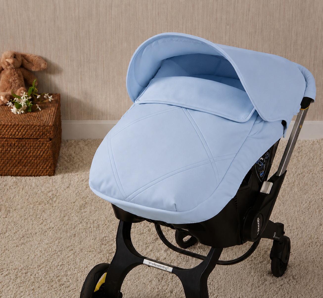 068227 Cris Cross Leatherette Doona Car Seat Cover Blue
