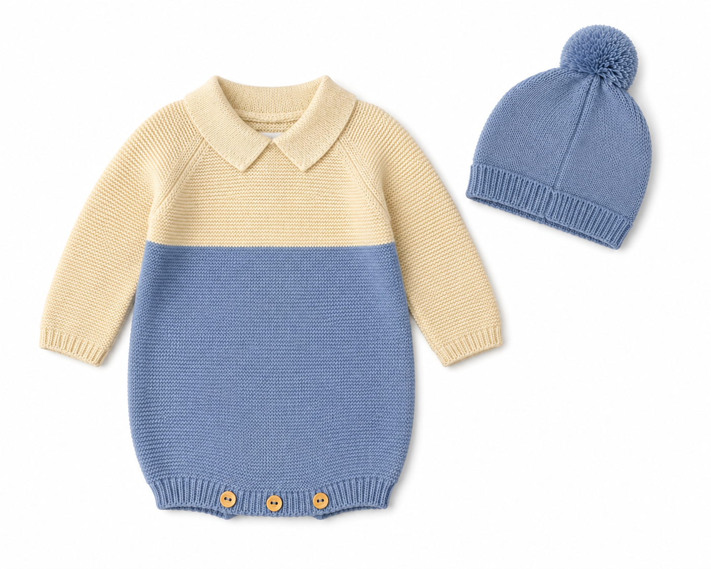 31820 Babidu Knitted Romper & Hat