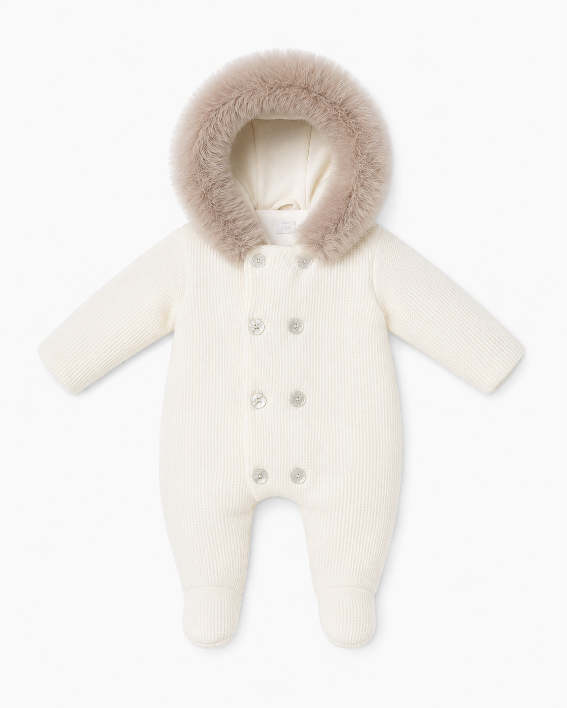 Unisex Luxury Pex Faux Fur Knitted Snowsuit Cream