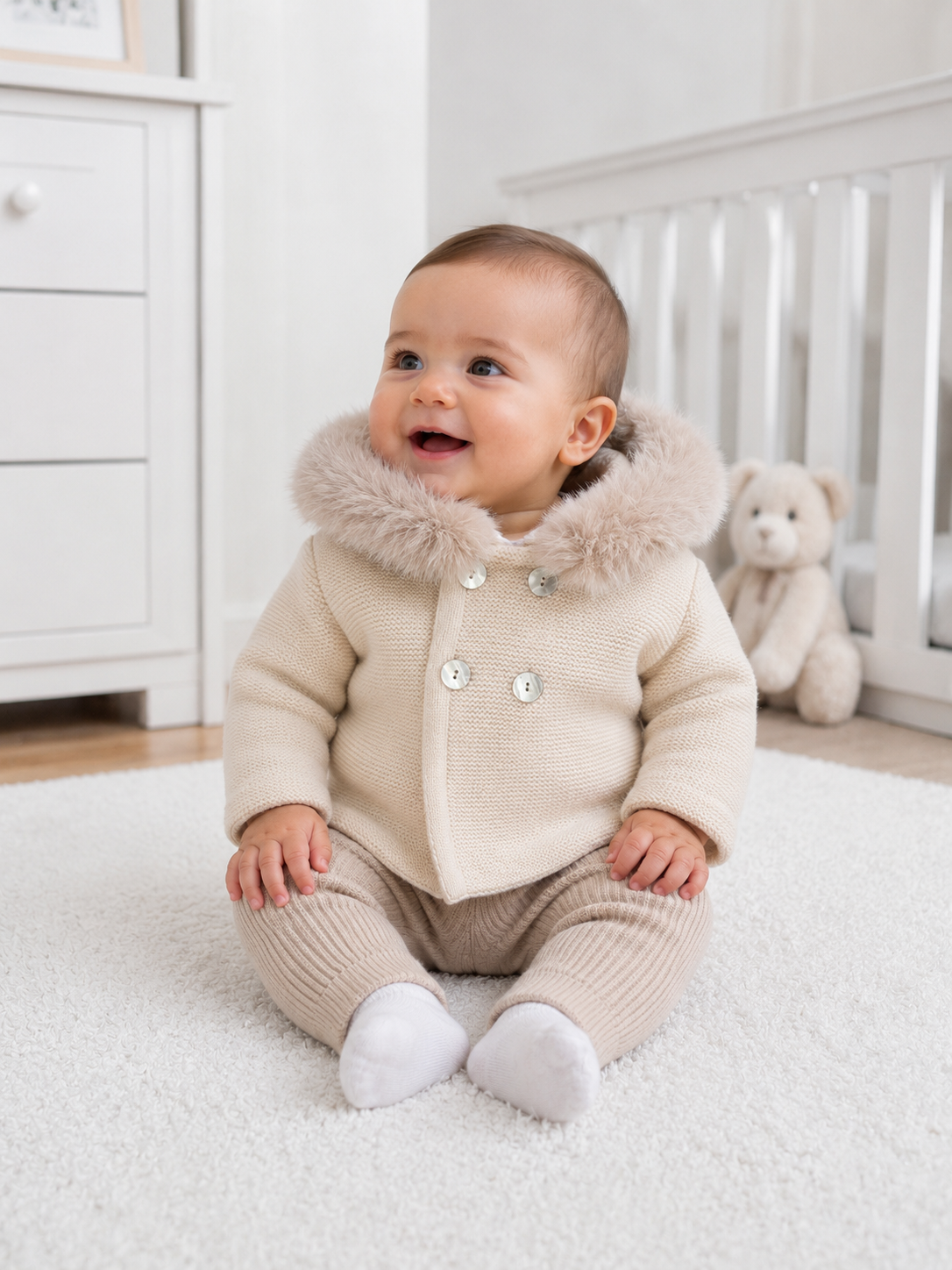 Luxury Pex Baby Boys Knitted Jacket Camel