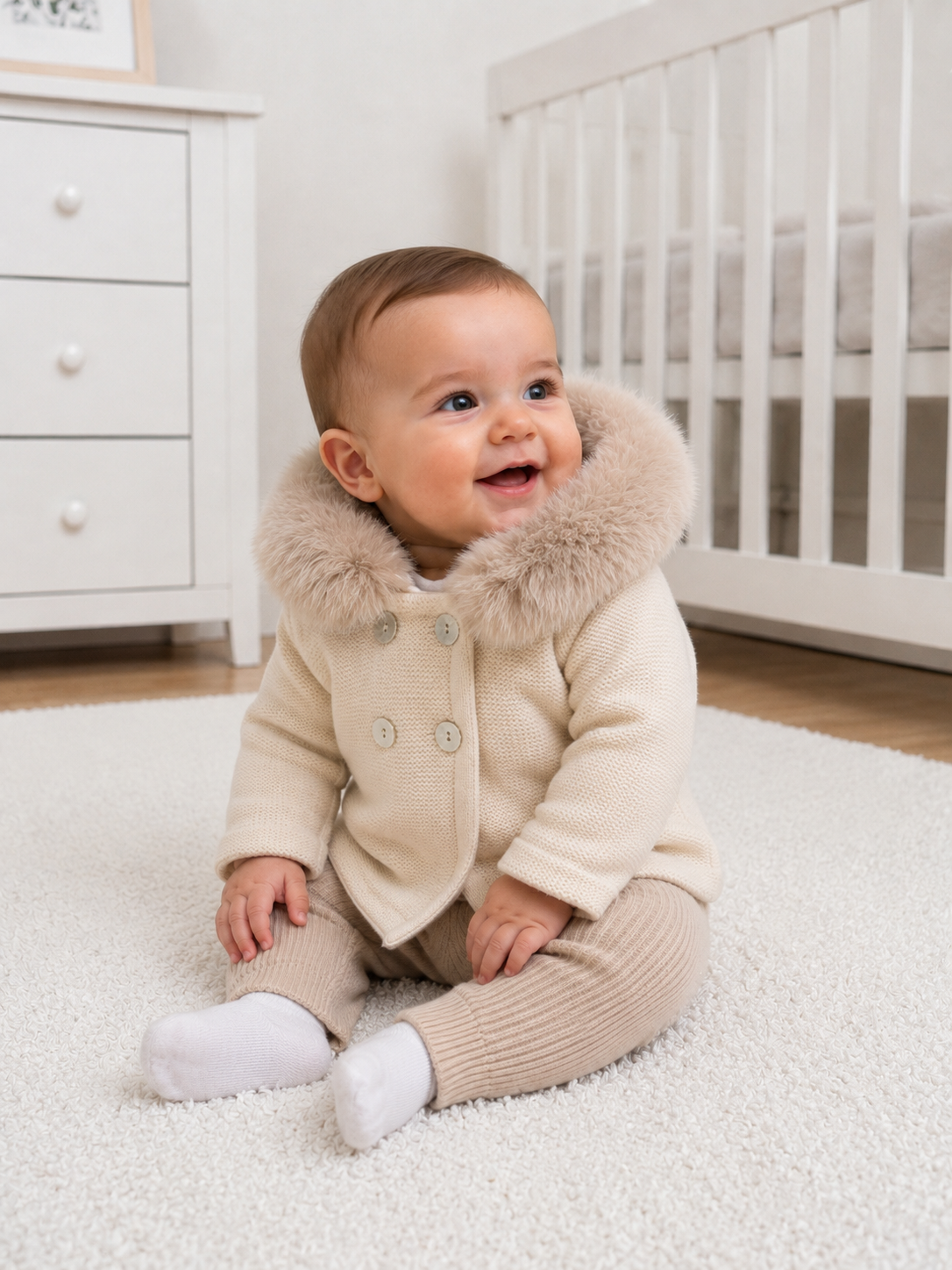 Luxury Pex Baby Boys Knitted Jacket Camel