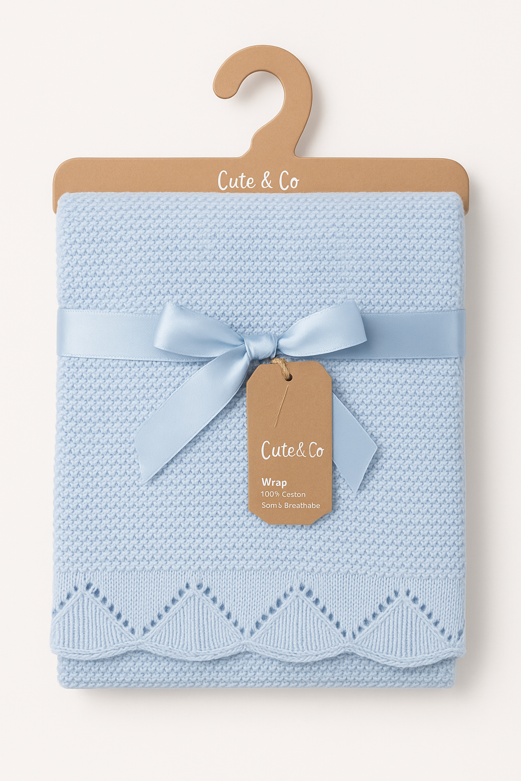 Premium Baby 100% Cotton Knitted Baby Wrap Blanket Blue