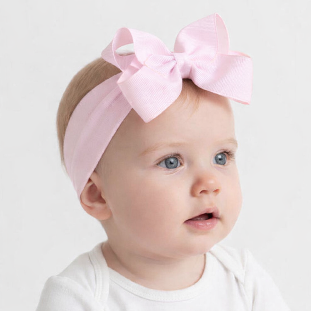 Large Bow Baby Headband Pink