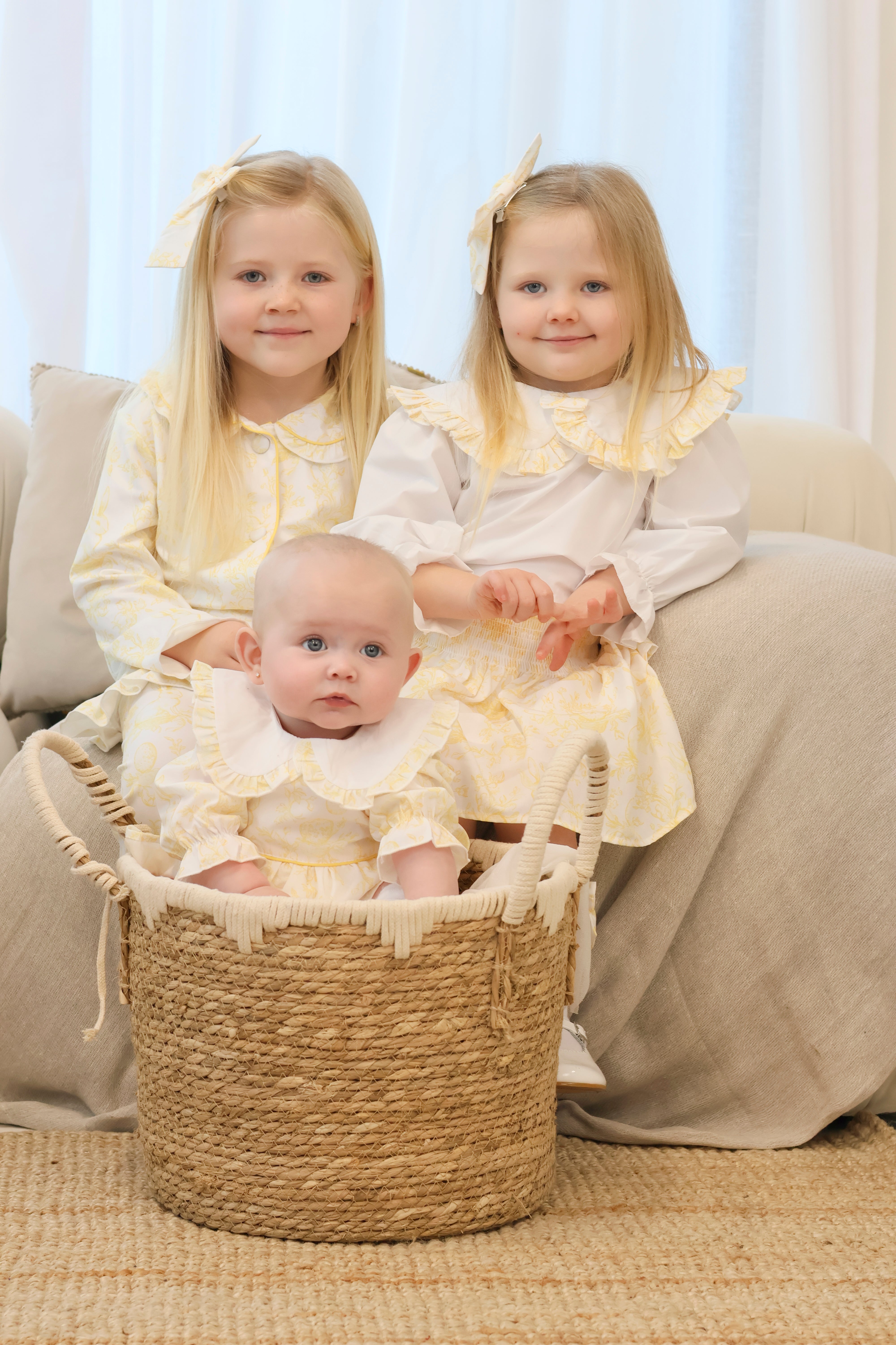 Girls Bunny Print Romper Set Lemon