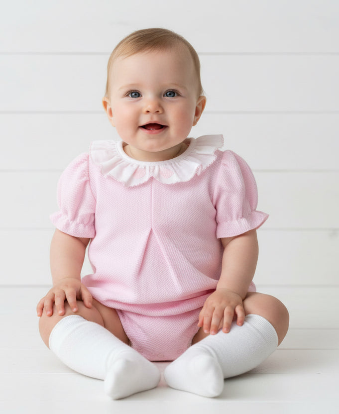 33361 Babidu Frilly Collar Baby Girls Cotton Romper