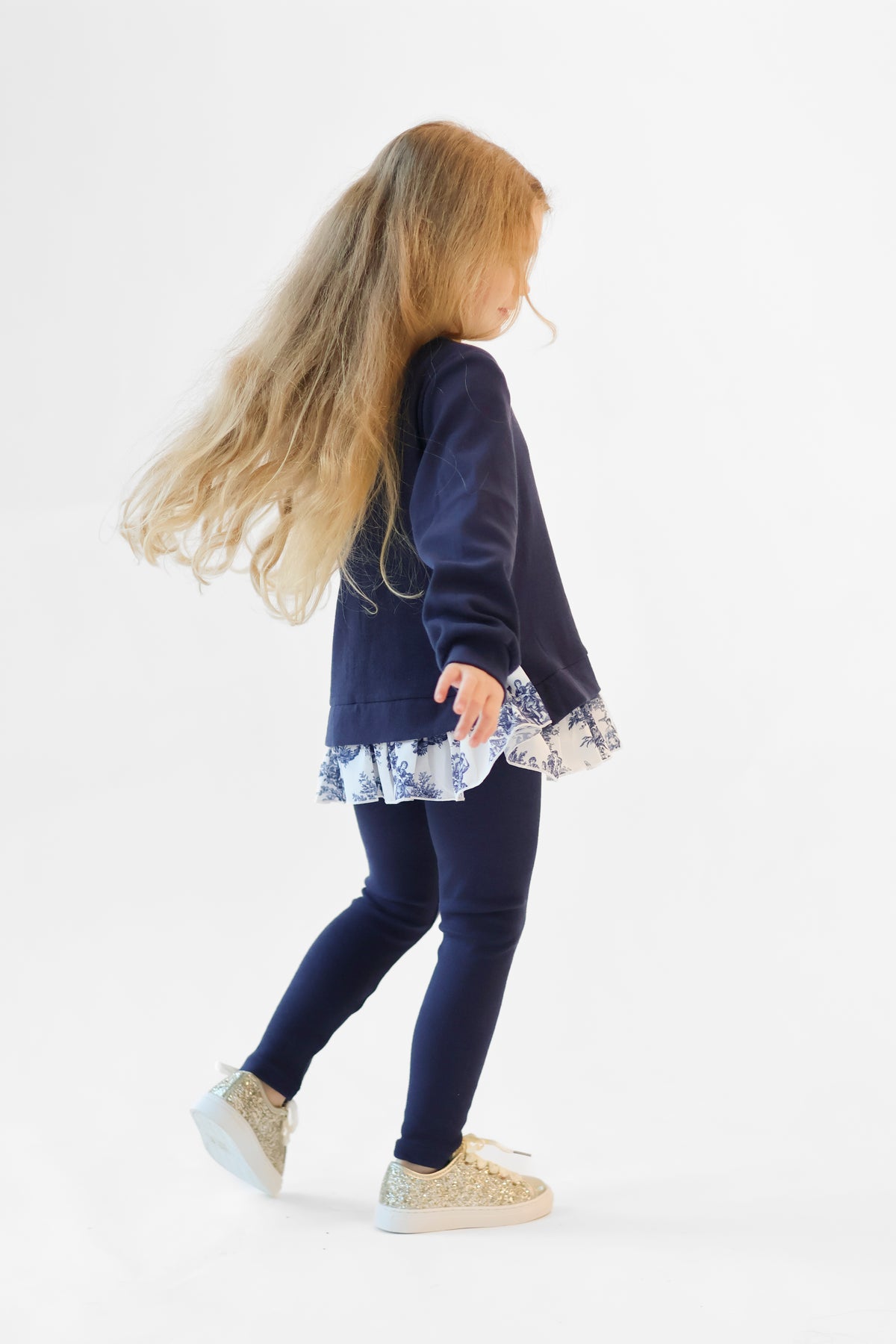 Maeve Ribbed Girls Jumper & Legging Tracksuit Set Navy