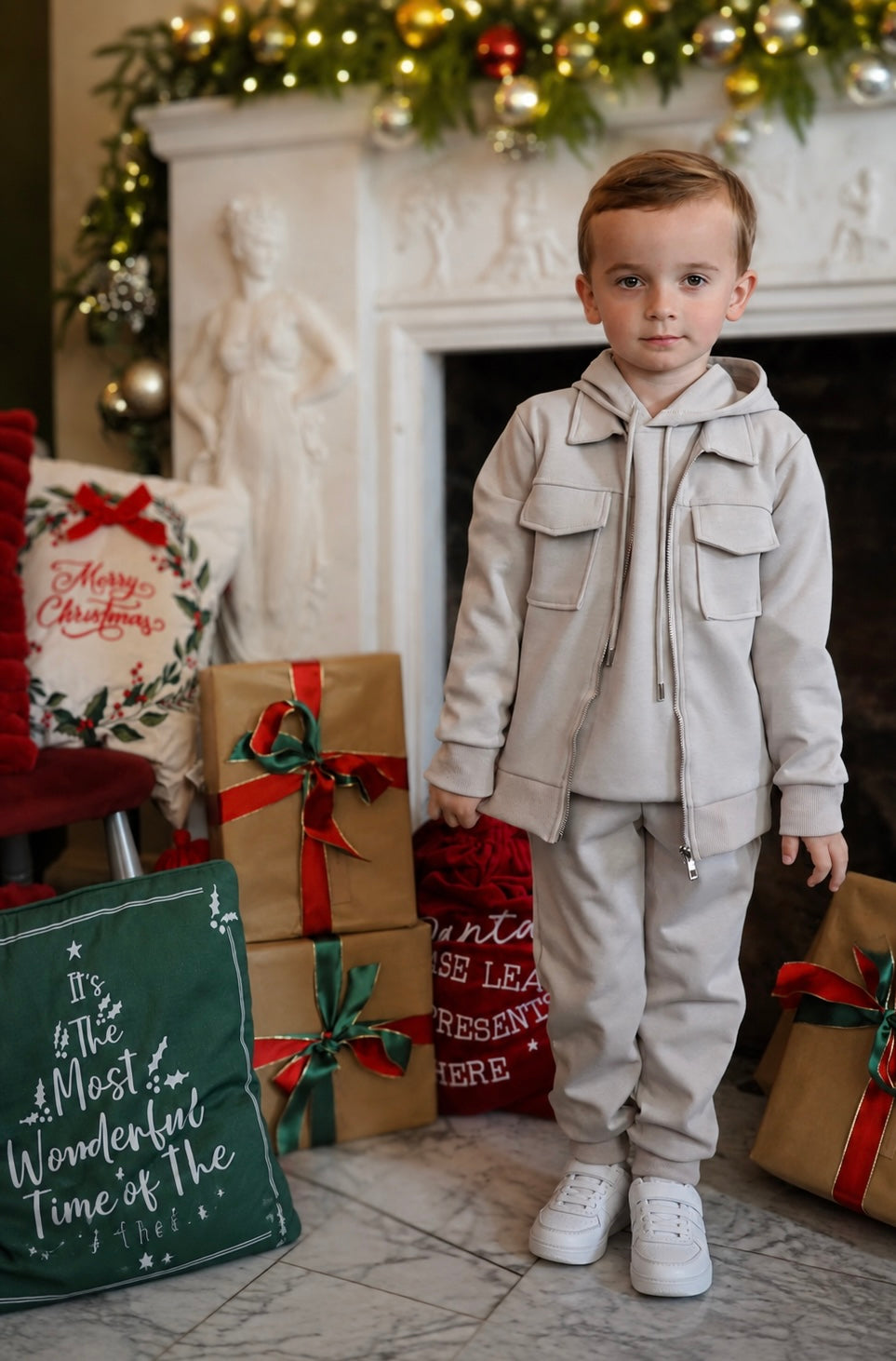 Stan Boys 3 Piece Smart Tracksuit Beige
