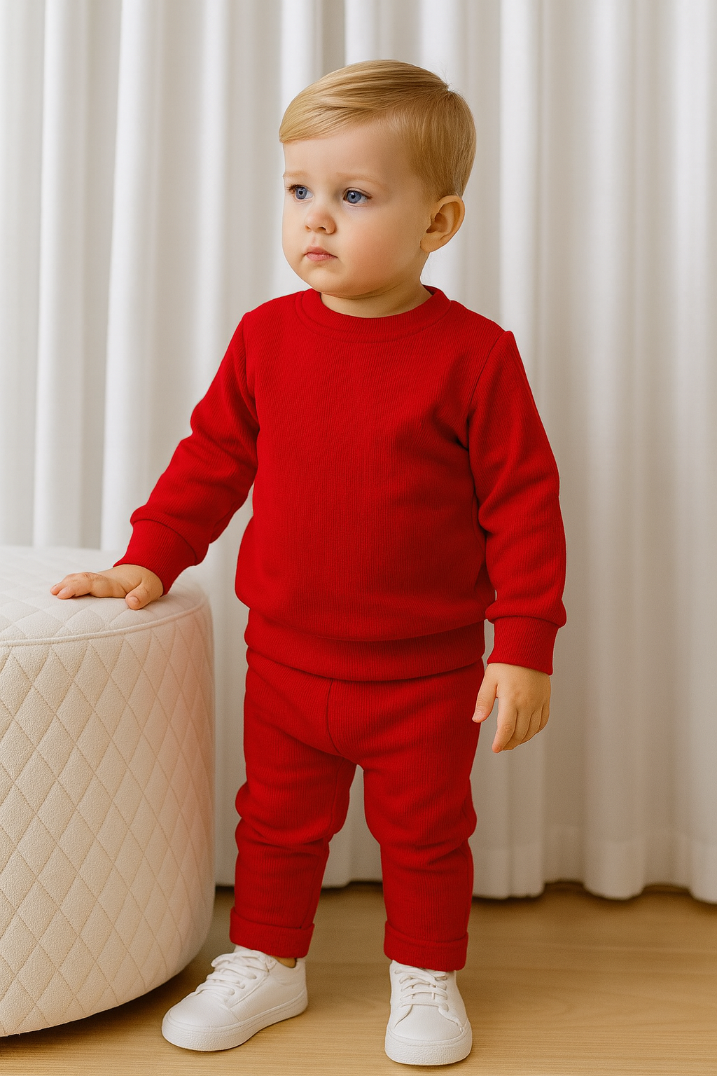 Parker Baby Ribbed Tracksuit Lounge Set Red