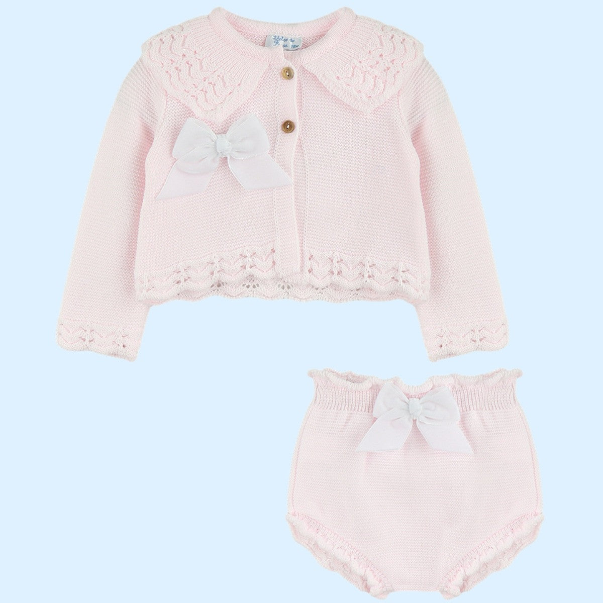 DF29933 Dulce De Fresa Pink Knitted Baby Jam Pant Set