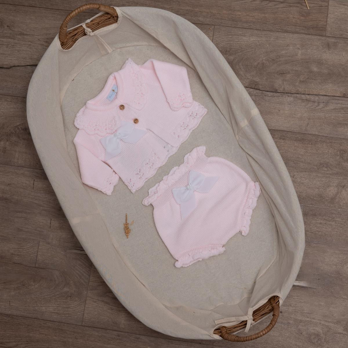 DF29933 Dulce De Fresa Pink Knitted Baby Jam Pant Set