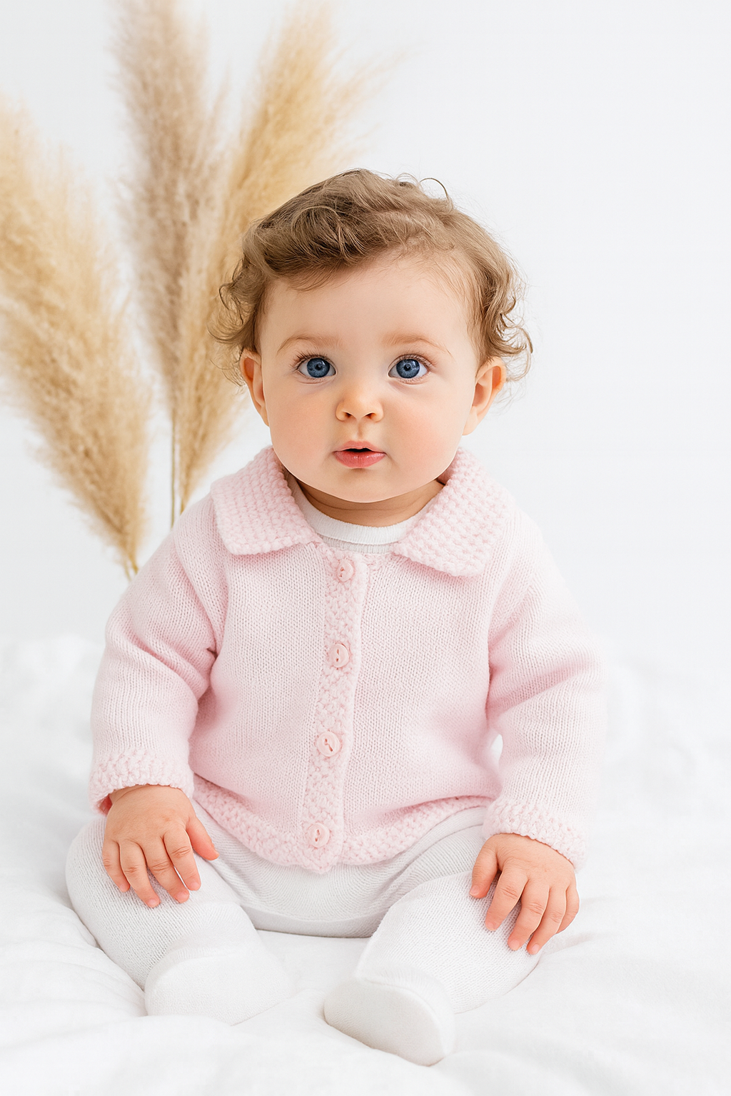 A1655 Baby Girls Knitted Cardigan Pink