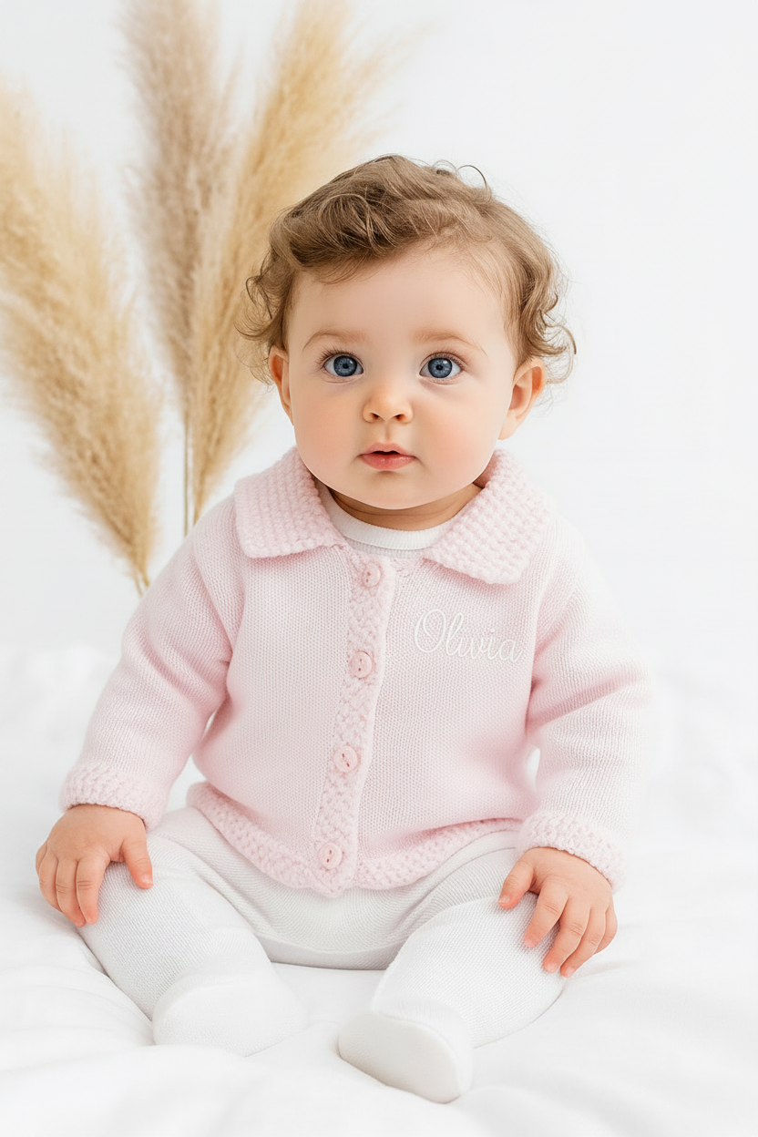 A1655 Baby Girls Knitted Cardigan Pink