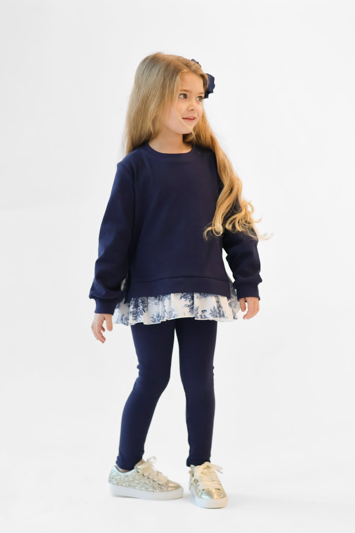 Maeve Ribbed Girls Jumper & Legging Tracksuit Set Navy