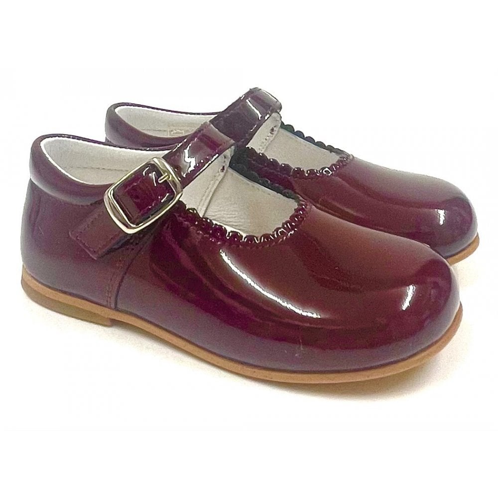 Mary Janes Girls Buckle Classic Shoe Burgandy Patent