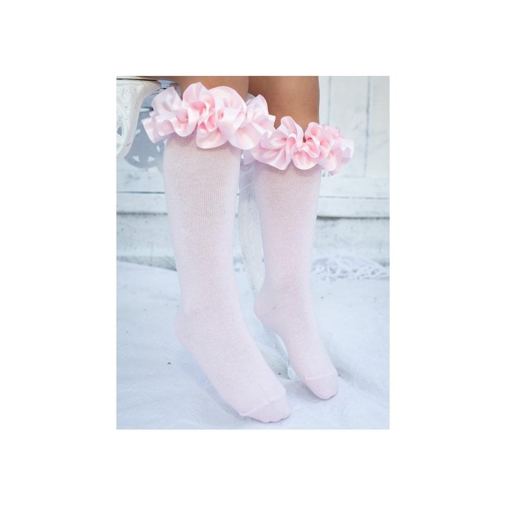 044918 Knee High Ruffle Sock Pink