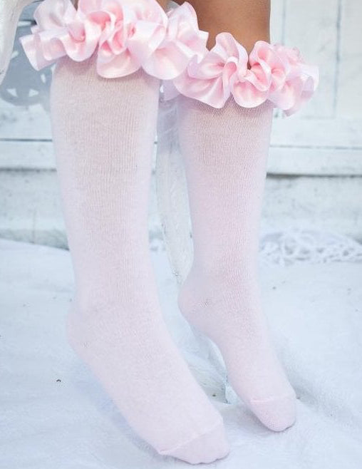044918 Knee High Ruffle Sock Pink
