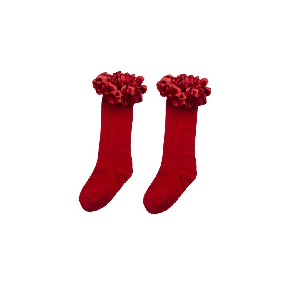 044918 Knee High Ruffle Sock Red